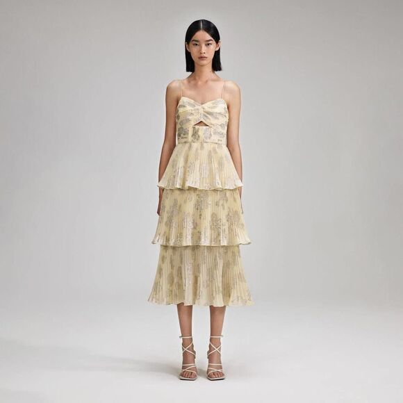 self-portrait metallic jacquard midi dress US10 - Picture 5 of 12